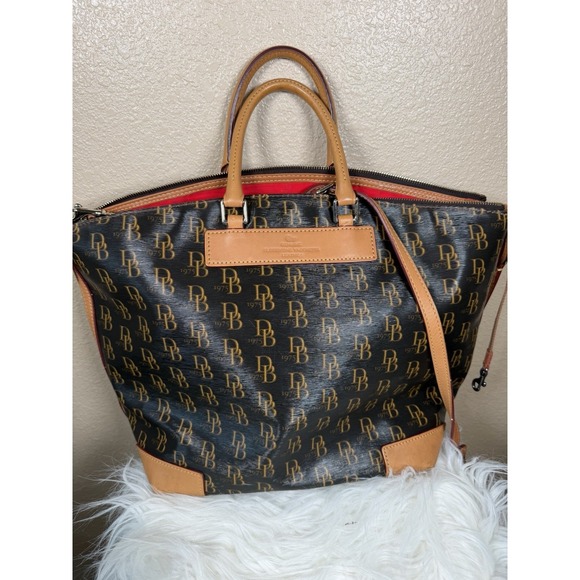 Dooney & Bourke Handbags - Dooney & Bourke 1975 Monogram Satchel Bag Florentine Vachetta Leather Crossbody